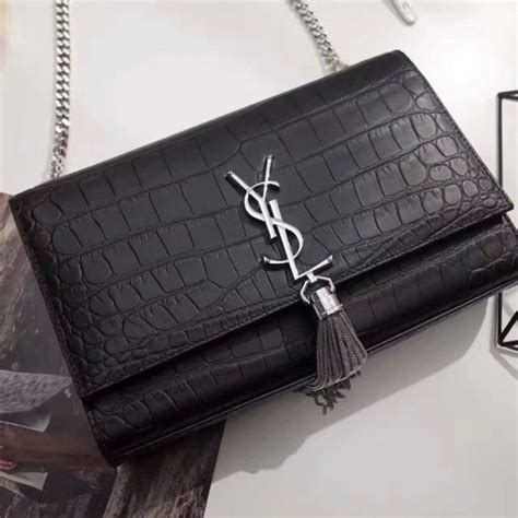 ysl small saint laurent tassel satchel black crocodile|Yves Saint Laurent Crocodile Bag .